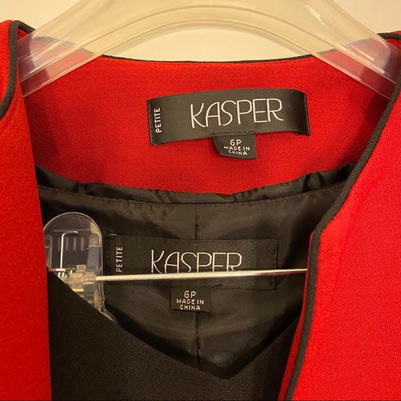 NWT Kasper 3 Piece Red & Black Suit Skirt & Jacket - Picture 9 of 12